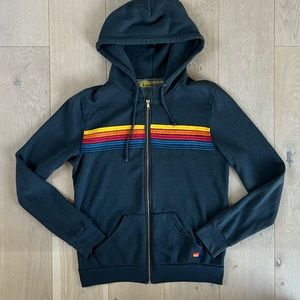 Aviator Nation Size L Five Stripe Hoodie Jacket in Charcoal Gray